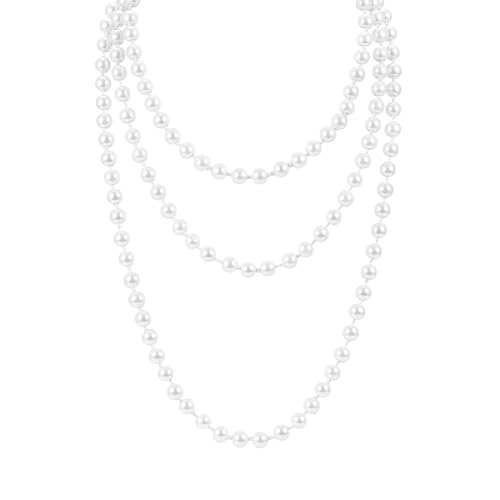TINKSKY Fake Pearls Necklace Retro Pearls Long Necklace Chain for Party Favors Costume Necklace, for Women Girls