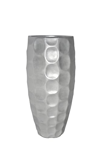 Pflanzkübel Mondo Ø37x H80cm aus Fiberglas in matt Silber Cover
