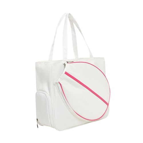 harayaa Tennis Handbag Tote Racquet Shoulder Bag Organizer Waterproof Large Capacity Suitable for Sports Men Women School Gym, White