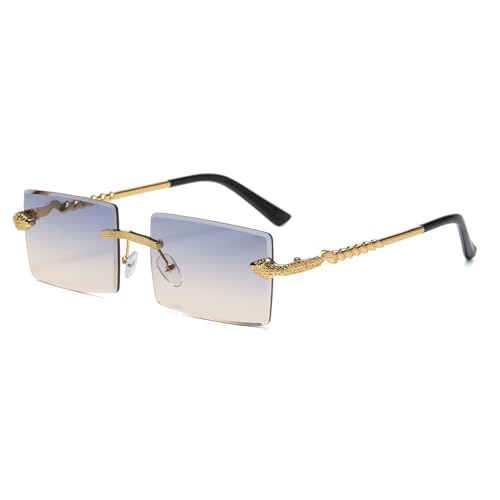 LJCZKA Rimless Rectangle Sunglasses Women Men Frameless Square Sun Glasses Luxury Metal Frame 2000s Rectangular Shades