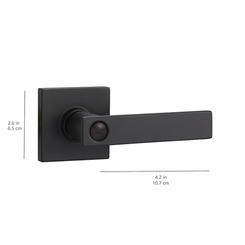 Image of Amazon Basics Contemporary Stamford Interior Door Levers for Bedroom and Bathroom, Matte Black, 6-Pack