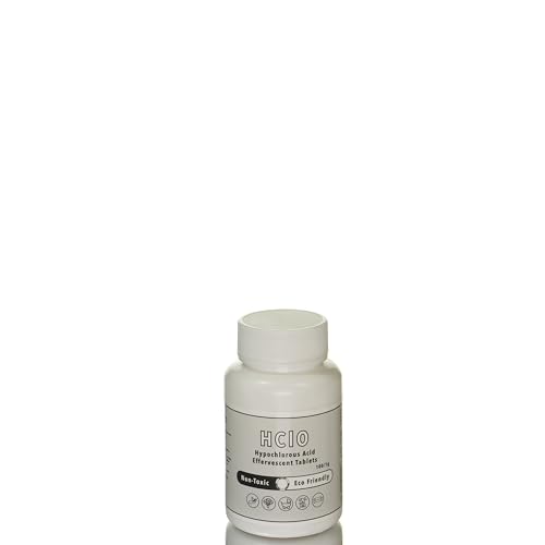 Relief Hypochlorous Acid (HOCl) Effervescent Cleaning Tablets: Your Eco-Friendly Multi-Use Solution - Makes 12 Gallons of 200ppm Solution. Includes 25 Chlorine and pH Test Strips. (100 Tablets)