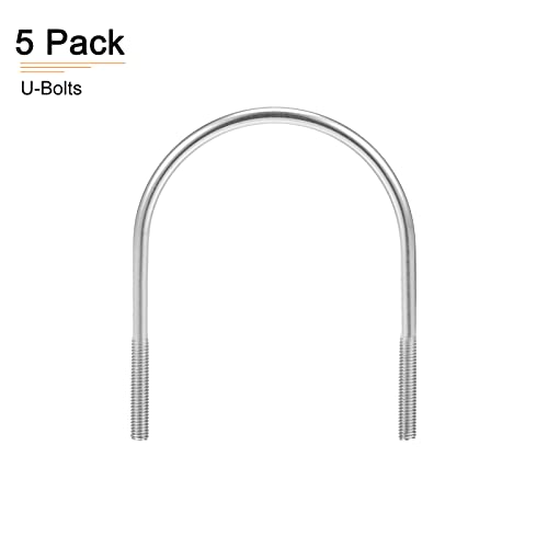 Image of DTGN 3 inchx3.74 inch(DXL) Round U-Bolts - 5Pack - Good for Construction Industry - 304 Stainless Steel Round Bend U Bolt - Silver