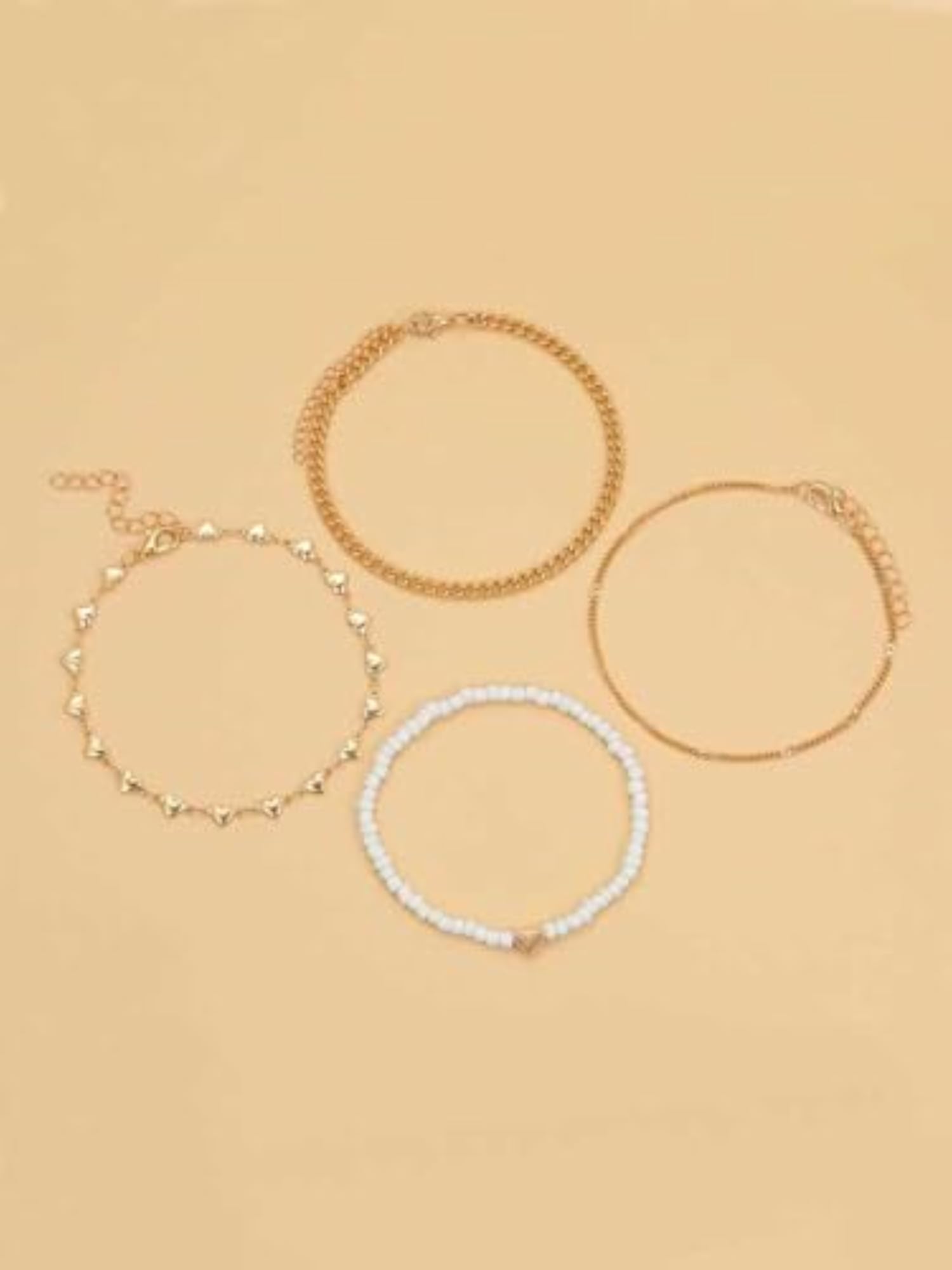 Bling Queen Boho Anklet Heart Chains Beaded