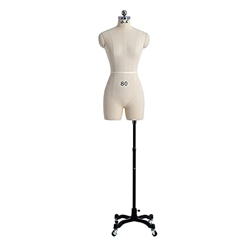 asdchZen Maniquí De Sastre Femenino, Torso De Maniquí De Costura Femenino con Rueda Fijable, Maniquí De Modista De Medio Cuerpo para Mujer, Altura Ajustable: 150-180 Cm (XX)