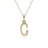 Initial C Diamond Letter Necklace in 9ct Yellow Gold