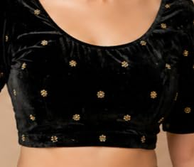 Image of Velvet Readymade Blouse for Women, Elegant, Comfortable, Stylish, Saree Choli Top, Traditional, Size S, M, L, XL, XXL