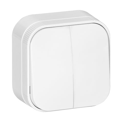 Miratic Interruptor Pared Interruptor de Luz Interruptor Doble Diseño Elegante Protección IP20 para Uso Doméstico y Comercial es Ideal para Interiores (Blanco)