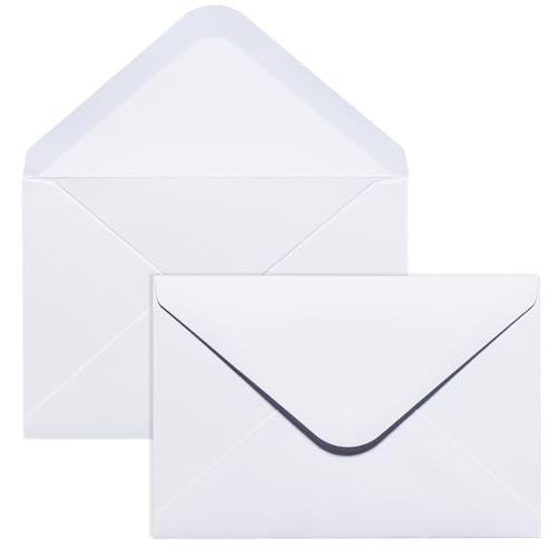 Packpal 50PACK 5x7 Envelopes for Invitations, White A7 Envelopes for Wedding, Graduation, RSVP Cards, Gummed V Flag 5 1/4 x 7 1/4 inch