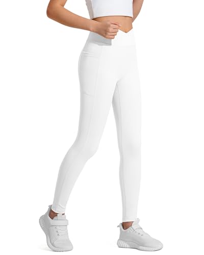 Image of JOCMIC Girls Athletic Leggings High Waist for Kids Yoga Dance Gym Pants with Pocket
