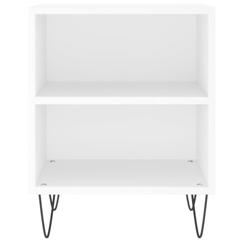 Table de Nuit en Bois d'Ingénierie Blanc avec 2 Compartiments - 6