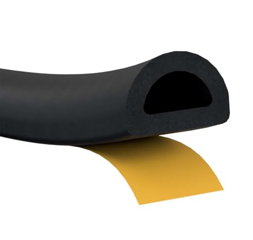 Stormguard 10 Metres, D Black EPDM Draught Excluder Self Adhesive Rubber Door Window Seal Roll