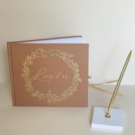 Artifetes Terracotta Guest Book with Gold Crown