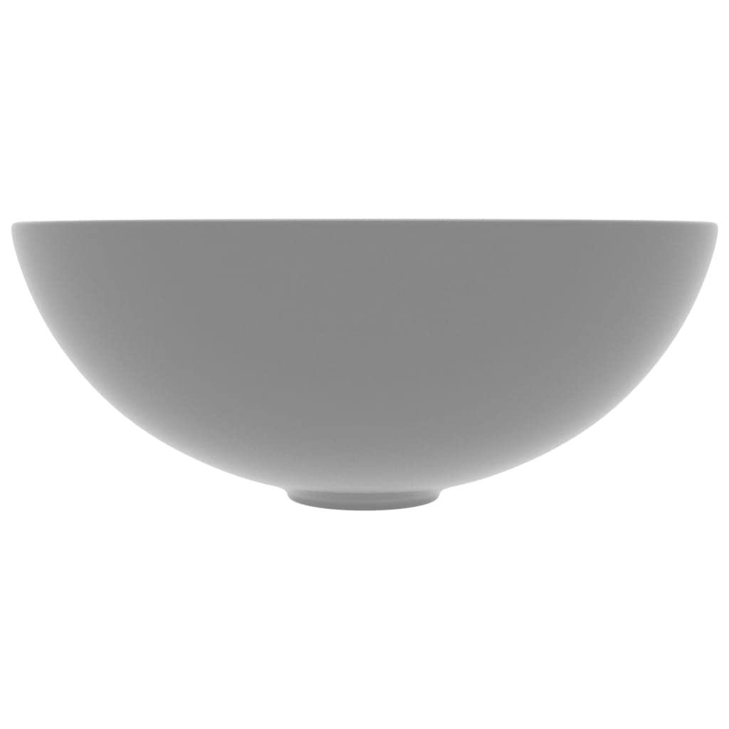 HOMIUSE 28x28x10 cm Lavabo Colgante Lavabo Sobre Encimera con Desagüe Gris Claro Mate Lavabo Baño Lavabo de Lujo Redondo Cerámica Lavamanos Baño Lavabo Piedra Lavabo Suspendido