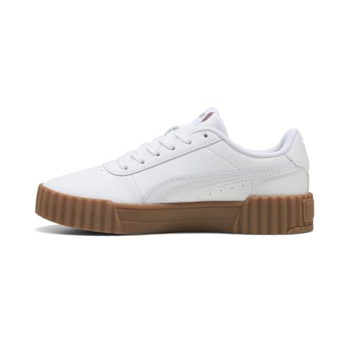 PUMA Womens Carina 3.0 Lace Up Sneakers Shoes Casual , Puma White/Puma Gold/Gum 6 M3