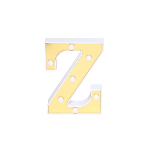 Image of Efavormart 6 inch Gold Marquee Letter Z, Mirror Front Warm White LED Light Up 3D Sign, Battery Operated 72H Glow for Wedding Party & Wall Decor