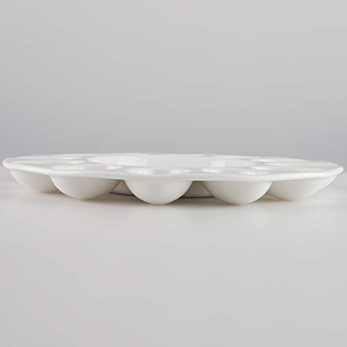 Porcelain Deviled Egg Tray 10 Inches Decorative Easter Egg Platter For 12 Compartments (Egg Tray) #TOP4