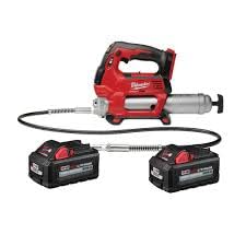 Milwaukee Grease Gun Kit, Tool Combo Included 2646-20 Grease Gun, 2 Pack 48-11-1865 M18 18-Volt Lithium-Ion High Output Battery, 48-59-1812 M12 or M18