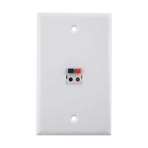 TENINYU 1 Port Speaker Jack Speaker Module Keystone Single Gang Wall Plate Speaker Wall Plate for Home Theater - White (1-Port) Cover