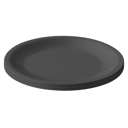 Engelland - 4er Set Kunststoff-Teller Anthrazit Ø 23 5 cm flach bruchfest wiederverwendbar Mehrweg Plastikteller mikrowellen- & spülmaschinenfest BPA-frei Camping Picknick Party