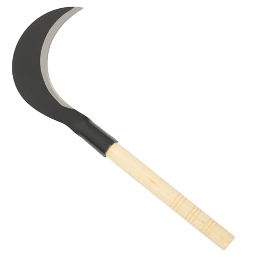KONTONTY Guadaña De Mano Acero Al Manganeso para Jardinería, Deshierbe y Césped Mango Largo, Herramienta Agrícola Resistente, Cuchillo De Jardinería para Uso Manual