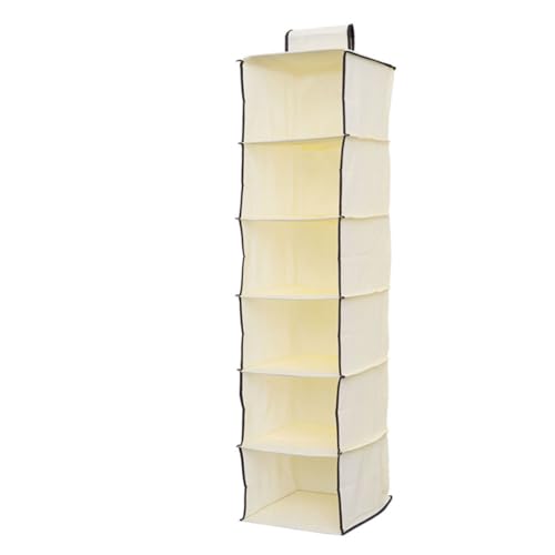OKUMEYR 1pc Hanging Closet Organizer Bag Beige Storage Pockets for Wardrobe Bedroom Bathroom Sturdy Design for Multi Purpose Use