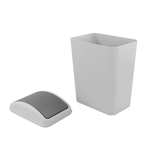 Afromy 4.2 Gallon Swing Lid Trash Can, Plastic Waste Bin Garbage With Lid, Grey #TOP2