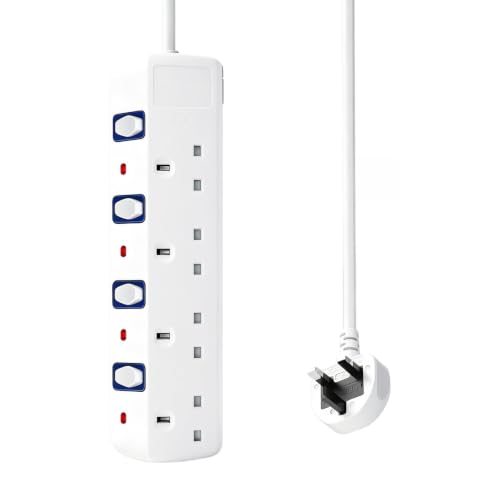 Image of 4 Way Extension Lead, 5 Metre Extension Lead With Separate switch