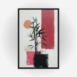 Tableau abstrait bambou 70x100 cm sans cadre pour salon zen