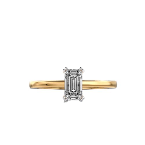 Bague d'éternité émeraude et moissanite en argent 925 plaqué or