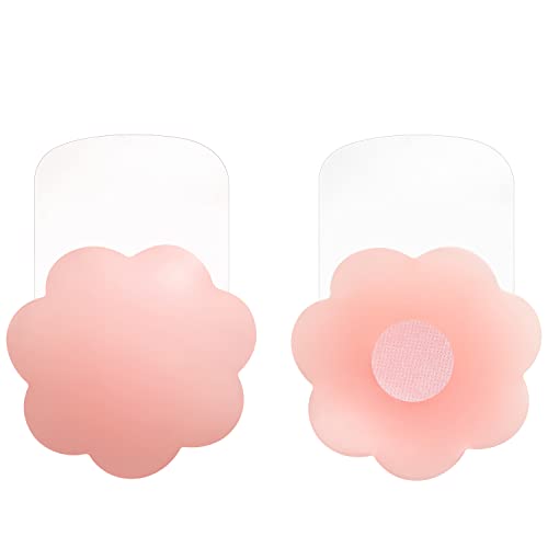 Hiramex Nippleless Covers, Silicone Breast Lift Reusable Breast Pasties Petals (Pink) #TOP5
