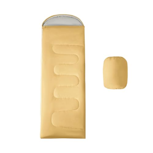 Bolsa de Dormir Feelyou para Niños Amarilla para Camping, 3 Estaciones, con Bolsa de Compresión, Portátil para Mochilero, Viajes y Pijamadas, Ligera y Lavable miniatura 1