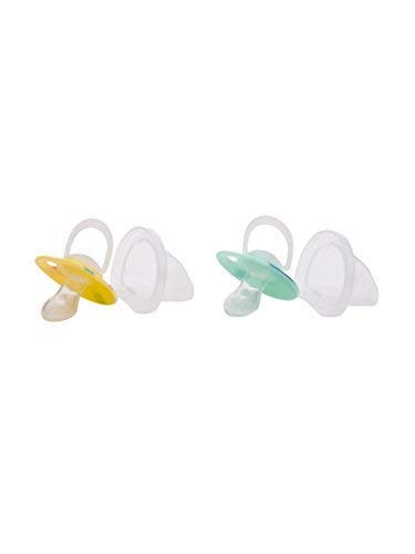 Image of Mee Mee Baby Silicone Pacifier | Orthodontic Nipple for Oral Stimulation | Unique Shape to Support Psychological Breathing | Soother for Babies | Easy to Clean | 0-18 Months (Yellow /Green) Pack of 3