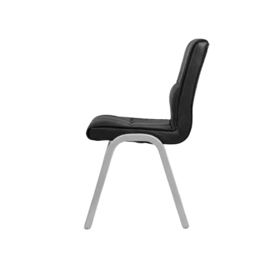 Image of Zidle Glance Visitor Dining Set of 2 Accent Chair for Home| Living| Dining Room| Leatherette Faux Leather with Cushion seat Back | Silver Coated mild Steel Frame (2, Black)