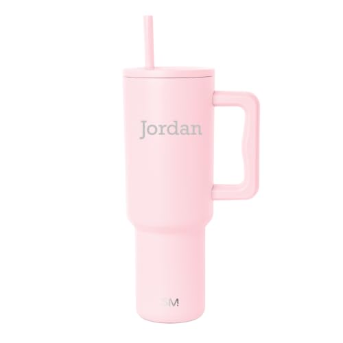 Image of Simple Modern Personalized Tumbler with Handle and Straw | 40oz | Pink