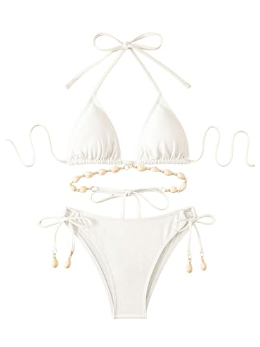 Women's Triangle Bikini Sets Cheeky Y2K Halter 2 Piece Bikini Swimsuits Boho String Bathing Suit