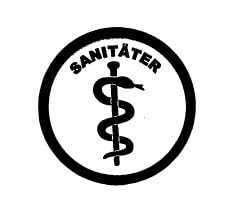 2 Rettungsdienst Feuerwehr Helmaufkleber Aufkleber Äskulapstab SANITÄTER SCHWARZ