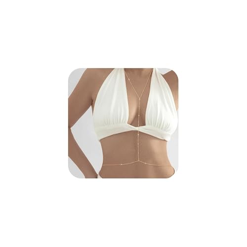 XFSRG 14K Chaine de Corps Femme Or Plaqué Sexy Body Chain Boho Corps Chaîne Poitrine Mode Bikini...
