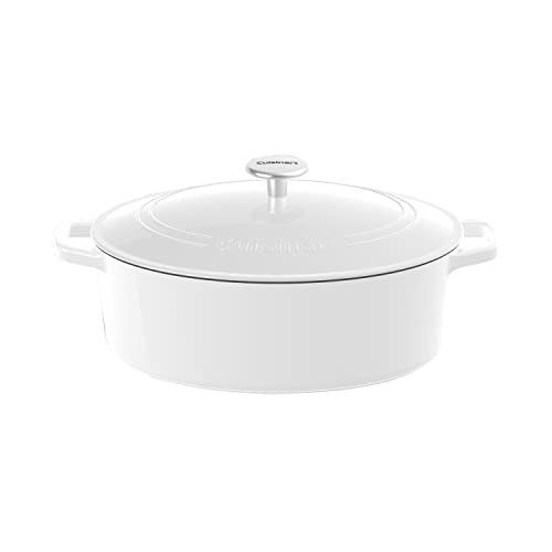 Image of Cuisinart Chef's Classic Enameled Cast Iron Oval Covered Casserole (Glossy White, 7- Quart)