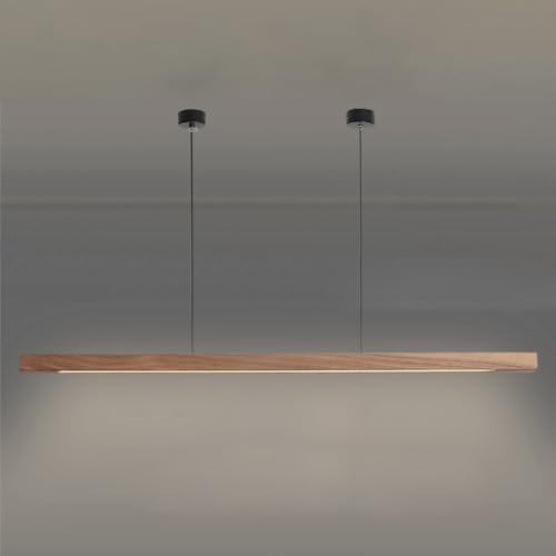Lampe suspendue Woo linéaire en noyer avec plafonnier LED moderne 24W pour salle à manger