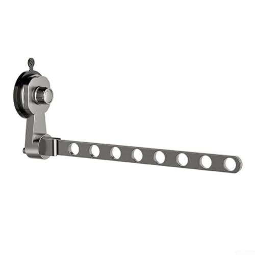 Bulevisiter Tendedero plegable con ventosa, 45,5 x 15,5 cm, aluminio, impermeable, retráctil, portátil, montado en la pared, diseño plegable de 90° para interiores (gris)