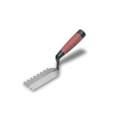 Fratasadora de llanta de dientes cuadrados Marshalltown de 6x6x6 mm y mango Durasoft, fratasadora estrecha para lugares estrechos, dimensiones: 127x51 mm
