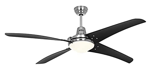 Ventilateur de plafond Mirage en laque noire et chrome brossé
