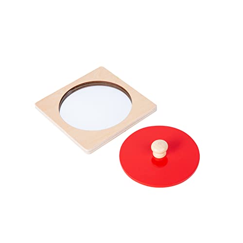 Image of Montessori Baby Toys Play Kit Montessori Mirror Peekaboo Knob Puzzle, Medium Spinning Drum and Rainbow Fabric Ball Kit Toys for6-12Months Toddlers (Mirror Peekaboo Knob Puzzle)