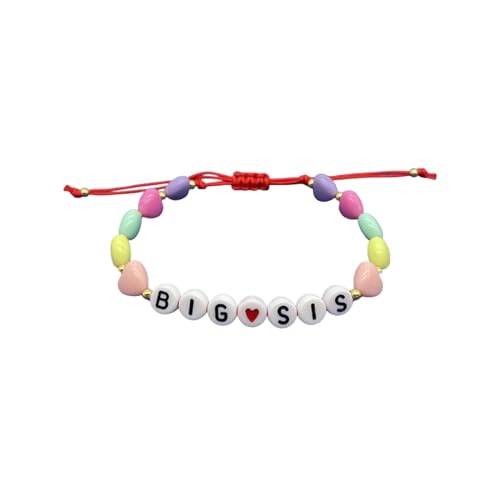 Image of COLORFUL BLING Big Sister Beaded Bracelet Big Sis Announcement Stretch Bracelet Christmas Halloween New Year Gift-big sis, 0.5