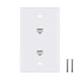 Ethernet Wall Plate, 2 Port Cat6 Keystone Female to Female Wall Plate - White