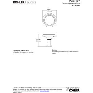 Embellecedor de drenaje de baño con cable Kohler K-T37396-AF de diseño premium 3