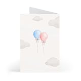 Prezzeluna Gender Reveal Day Card –5x7 Folded Boy or Girl Gender Announcement Greeting Card