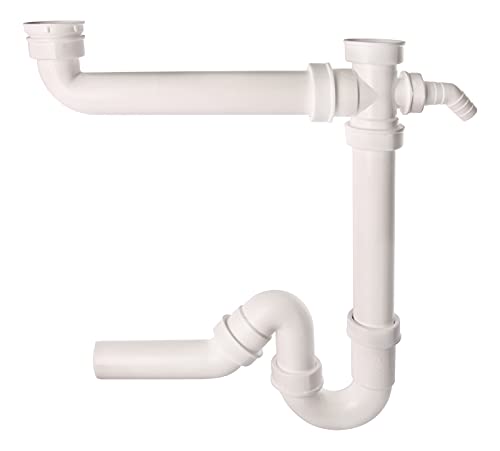 Preisvergleich Produktbild Röhrengeruchsverschluss für Doppelspülen / Kunststoff-Siphon / Geruchsverschluss für Küche / Doppel-Küchenspüle / 1 ½ x 40 mm