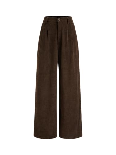 CIDER Womens Wide Leg Corduroy Pants Middle Waist Casual Stylish Trousers